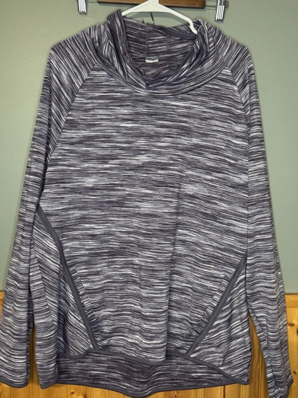 Champion Gray Space-Dye Cowl Neck Long Sleeve Top